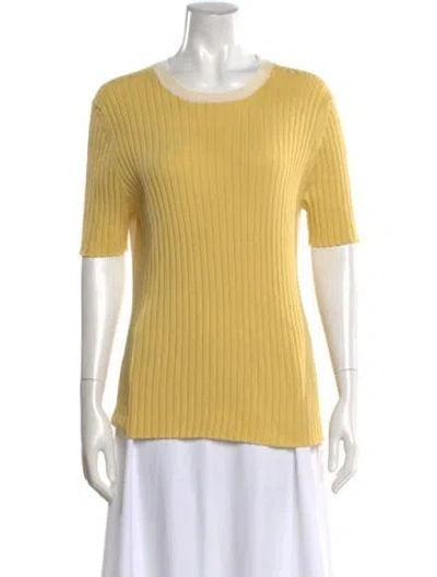 Pre-owned Saks Fifth Avenue Crew Neck Sweater In Yellow