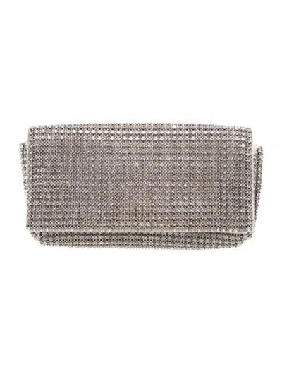 Pre-owned Saks Fifth Avenue Crystal Minaudière In Gray