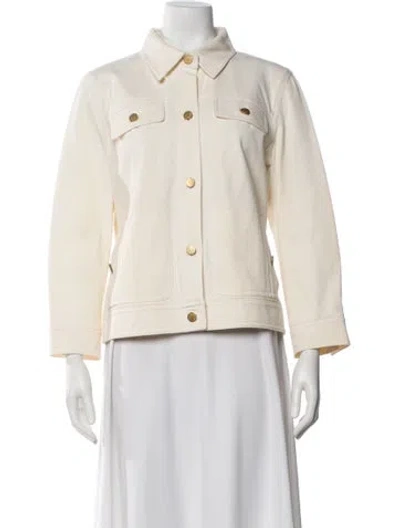Pre-owned Saks Fifth Avenue Denim Jacket In Neutral