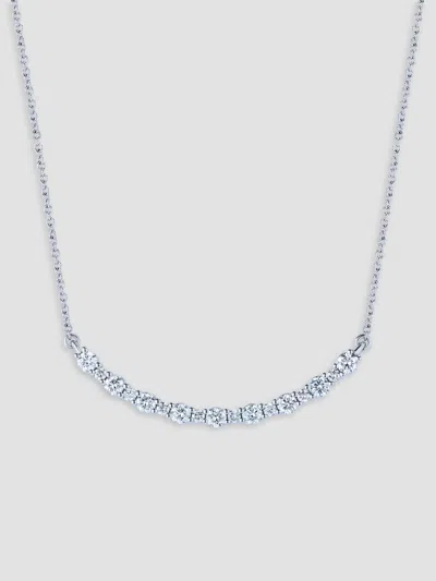 Saks Fifth Avenue Diamonds Women's 18k Gold & 0.79 Tcw Diamond Curved Bar Pendant Necklace In Silver