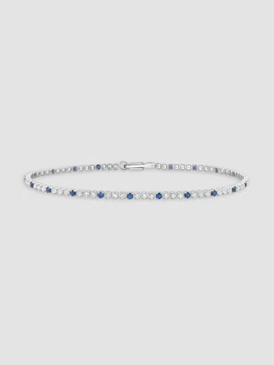 Saks Fifth Avenue Diamonds Women's 18k White Gold, 1.41 Tcw Diamond & Blue Sapphire Bracelet In Gray