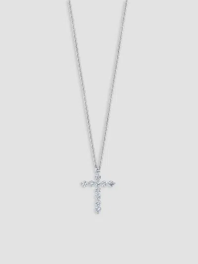 Saks Fifth Avenue Diamonds Women's 18k White Gold & 0.33 Tcw Diamond Cross Pendant Necklace In Silver