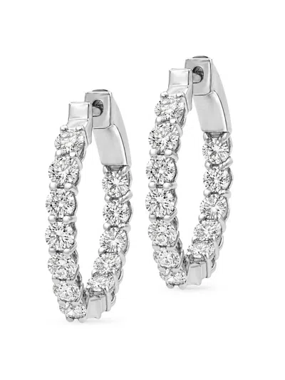 Saks Fifth Avenue Diamonds Women's 18k White Gold & 2.00 Tcw Lab-grown Diamond Hoop Earrings