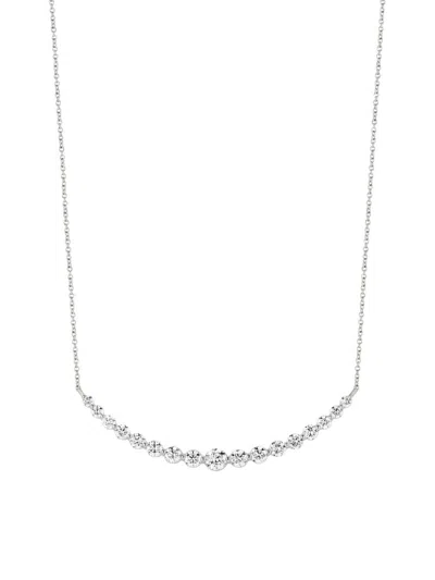 Saks Fifth Avenue Diamonds Women's 18k White Gold & 2.51 Tcw Diamond Curved Bar Pendant Necklace