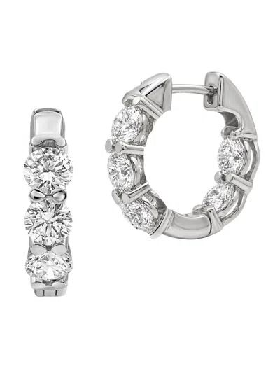 Saks Fifth Avenue Diamonds Women's 18k White Gold & 3.00 Tcw Lab-grown Diamond Huggie Earrings