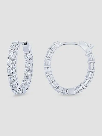 Saks Fifth Avenue Diamonds Women's 18k White Gold & 3.60 Tcw Diamond Oval Hoop Earrings In Metallic