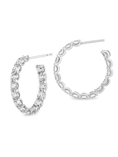Saks Fifth Avenue Diamonds Women's 18k White Gold & 4.80 Tcw Diamond Hoop Earrings