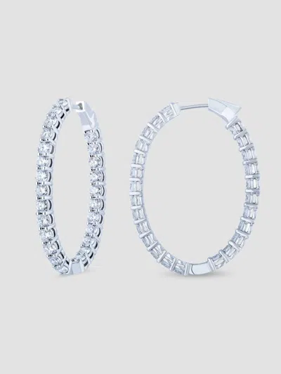 Saks Fifth Avenue Diamonds Women's 18k White Gold & 5.25 Tcw Diamond Oval Hoop Earrings In Metallic