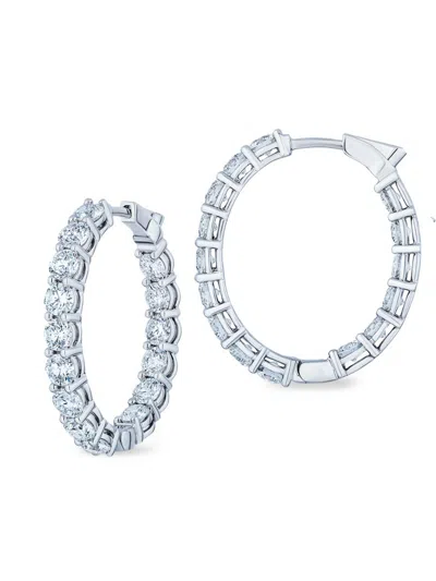 Saks Fifth Avenue Diamonds Women's 18k White Gold & 6.15 Tcw Diamond Oval Hoop Earrings