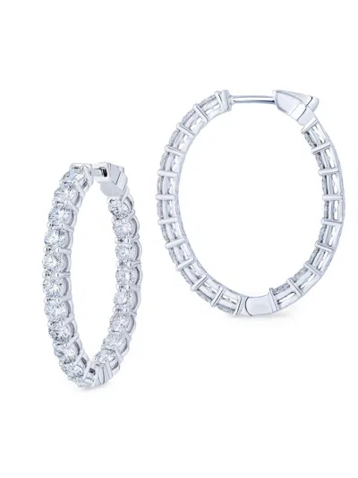 Saks Fifth Avenue Diamonds Women's 18k White Gold & 8.19 Tcw Diamond Oval Hoop Earrings
