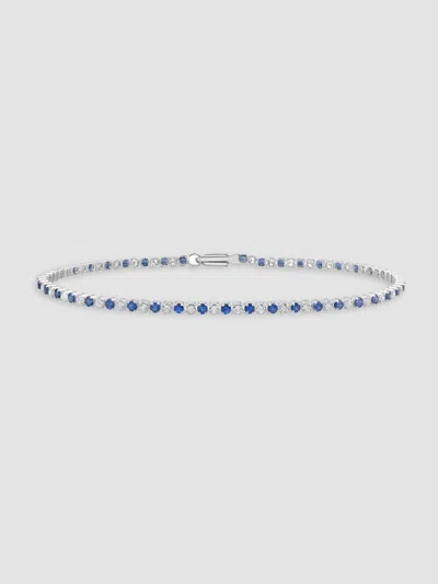 Saks Fifth Avenue Diamonds Women's 18k White Gold Diamond And Sapphire Bracelet, 7" In Multi