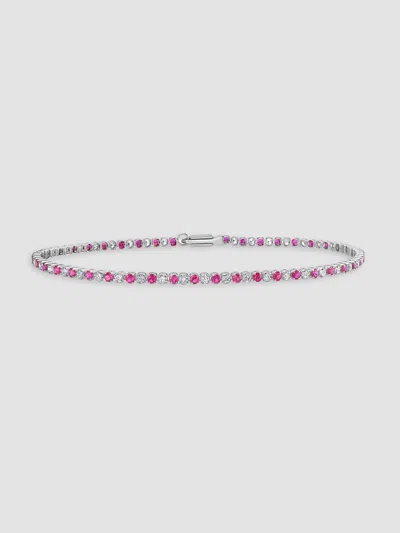 Saks Fifth Avenue Diamonds Women's 18k White Gold, Ruby & 0.87 Tcw Diamond Bracelet