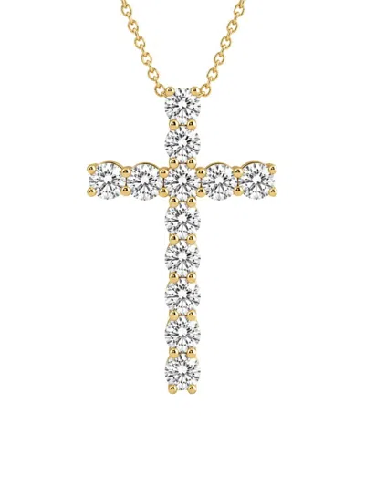 Saks Fifth Avenue Diamonds Women's 18k Yellow Gold & 1.00 Tcw Lab-grown Diamond Cross Pendant Necklace