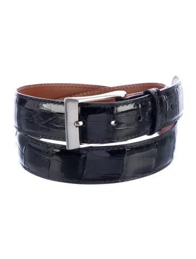 Pre-owned Saks Fifth Avenue Embossed Leather Belt In Black