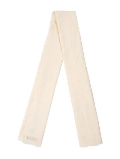 Pre-owned Saks Fifth Avenue Escorial Wool Scarf In Neutral