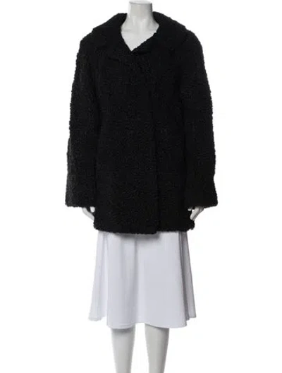 Pre-owned Saks Fifth Avenue Faux Fur Coat In Blue