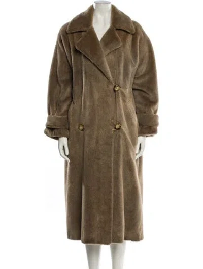 Pre-owned Saks Fifth Avenue Faux Fur Coat In Brown