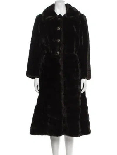 Pre-owned Saks Fifth Avenue Faux Fur Faux Fur Coat In Black