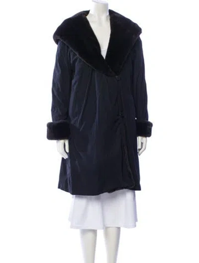 Pre-owned Saks Fifth Avenue Faux Fur Faux Fur Coat In Blue