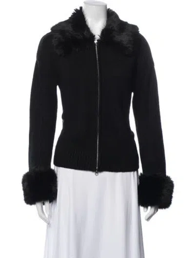 Pre-owned Saks Fifth Avenue Faux Fur Jacket In Black
