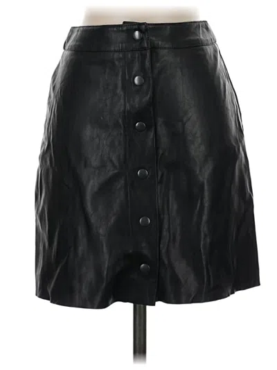 Pre-owned Saks Fifth Avenue Faux Leather Skirt In Black