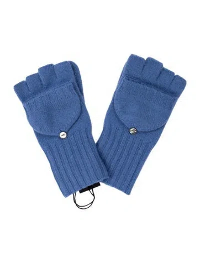 Pre-owned Saks Fifth Avenue Fingerless Cashmere Winter Gloves W/tags In Blue