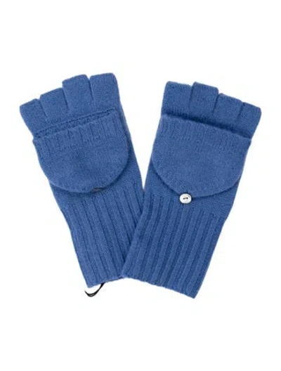 Pre-owned Saks Fifth Avenue Fingerless Cashmere Winter Gloves W/tags In Blue