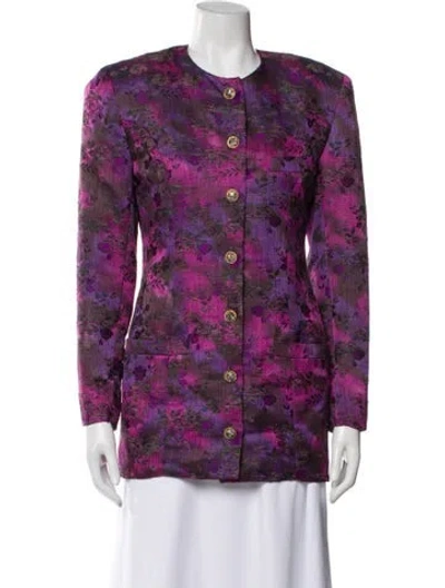 Pre-owned Saks Fifth Avenue Floral Print Evening Jacket In Purple