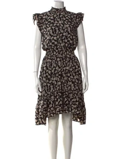 Pre-owned Saks Fifth Avenue Floral Print Knee-length Dress In Neutrals