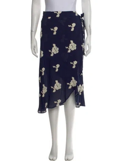 Pre-owned Saks Fifth Avenue Floral Print Midi Length Skirt In Blue