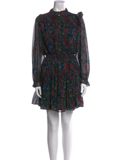 Pre-owned Saks Fifth Avenue Floral Print Mini Dress In Green