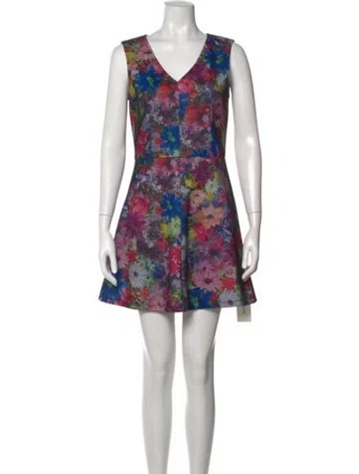 Pre-owned Saks Fifth Avenue Floral Print Mini Dress In Multi
