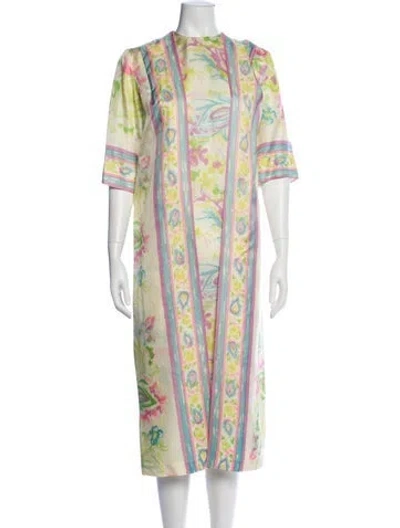 Pre-owned Saks Fifth Avenue Floral Print Nightgown In Pink