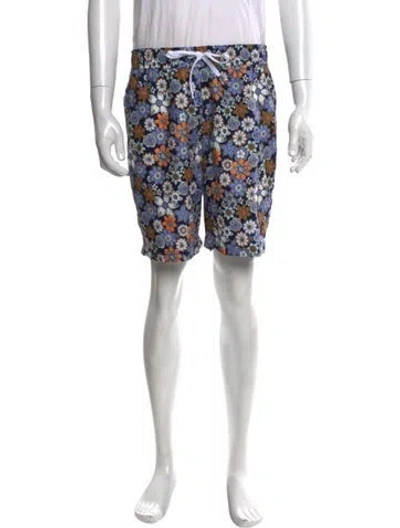 Pre-owned Saks Fifth Avenue Floral Print Swim Trunks In Blue