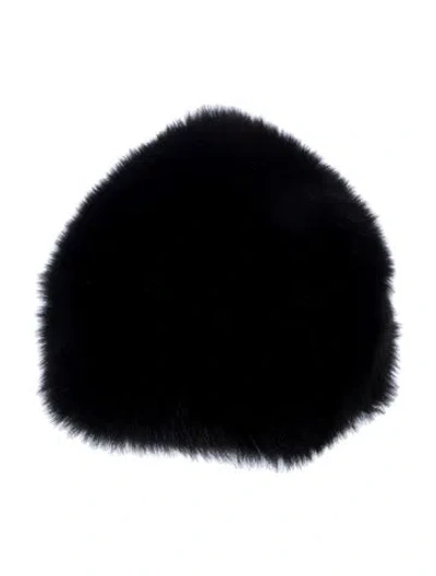 Pre-owned Saks Fifth Avenue Fox Fur Cap In Black