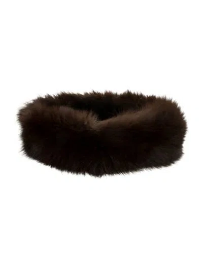 Pre-owned Saks Fifth Avenue Fox Fur Winter Headband In Brown