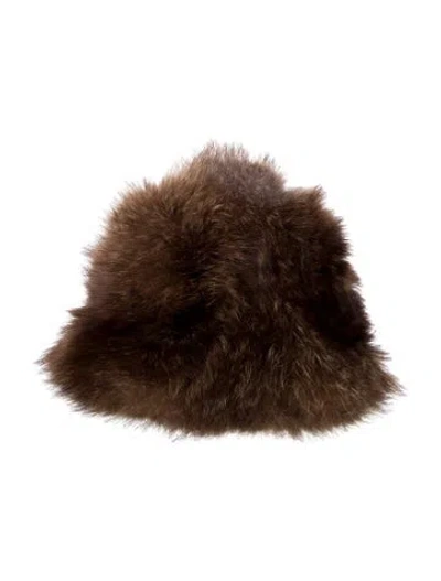 Pre-owned Saks Fifth Avenue Fox Winter Hat In Brown