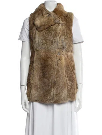 Pre-owned Saks Fifth Avenue Fur Coat In Neutral