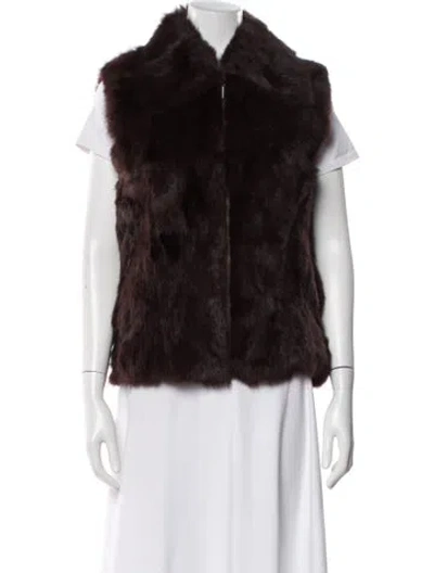 Pre-owned Saks Fifth Avenue Fur Faux Fur Jacket In Brown