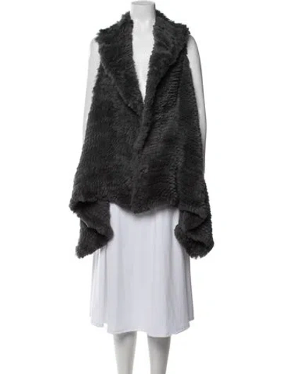 Pre-owned Saks Fifth Avenue Fur Faux Fur Jacket In Grey
