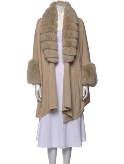 Pre-owned Saks Fifth Avenue Fur Open Front Sweater W/ Tags In Neutral