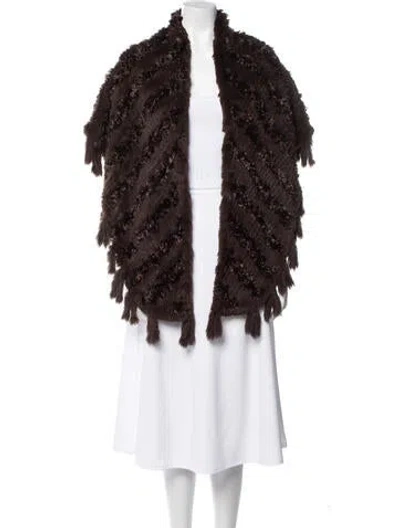 Pre-owned Saks Fifth Avenue Fur Shawl In Brown