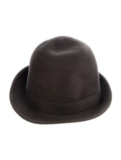 Pre-owned Saks Fifth Avenue Fur Short Brim Fedora Hat In Grey