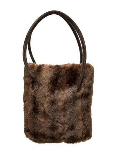 Pre-owned Saks Fifth Avenue Fur Shoulder Bag In Brown