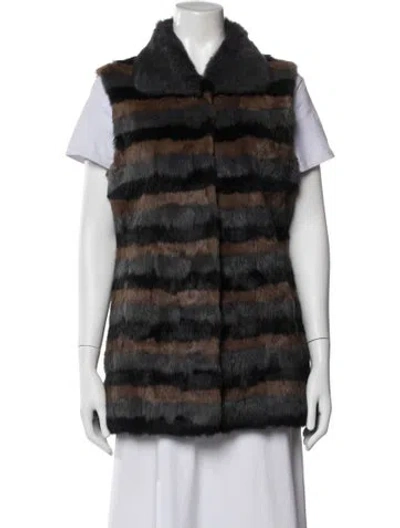 Pre-owned Saks Fifth Avenue Fur Striped Fur Jacket In Gray