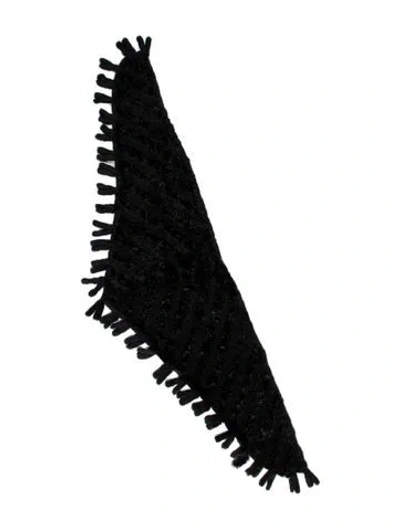 Pre-owned Saks Fifth Avenue Fur Striped Scarf In Black
