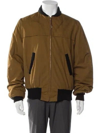 Pre-owned Saks Fifth Avenue Graphic Print Bomber Jacket In Brown