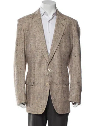 Pre-owned Saks Fifth Avenue Houndstooth Print Vest In Brown