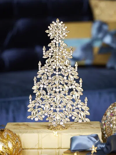 Saks Fifth Avenue Intricate Crystal Christmas Tree Decoration In Silver