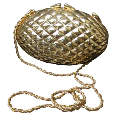 Pre-owned Saks Fifth Avenue Italian Gilt Metal Minaudiere' Evening Bag C 1980 In Brown